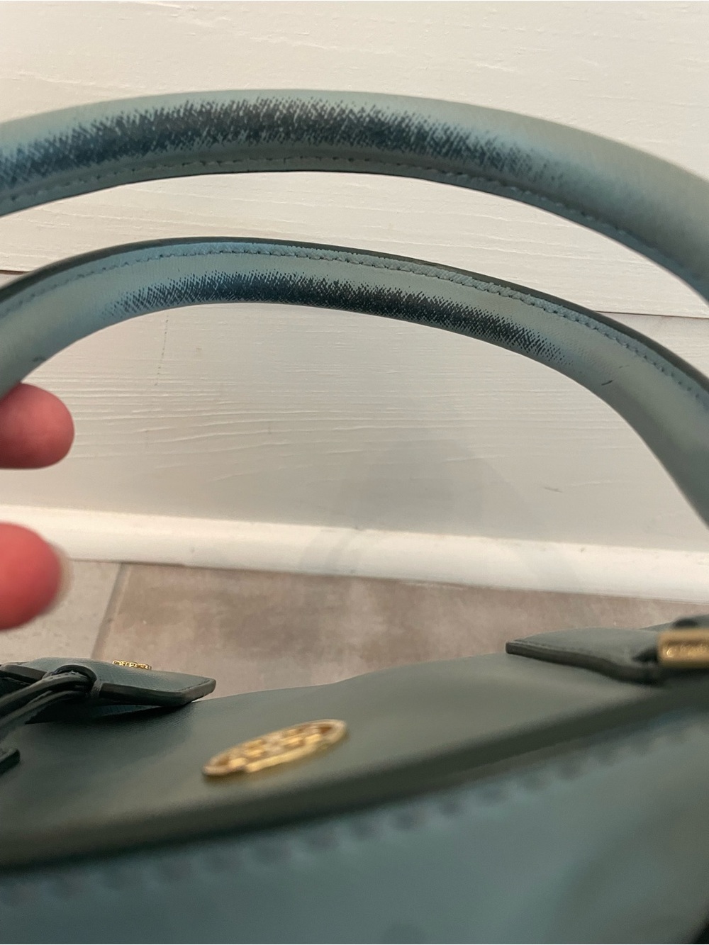 Tory Burch Robinson Dome Satchel Crossbody Blue With Dust Bag - Picture 6 of 7